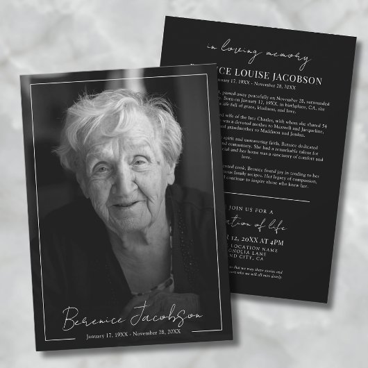 Invitation Service Funèbre Simple et Élégant d'Adieu