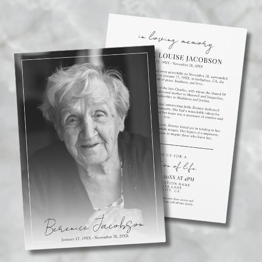 Invitation Service Funèbre Simple et Élégant de Mémoire