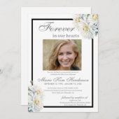 Invitation Service funéraire de Chrysanthemum Boho blanc (Devant / Derrière)