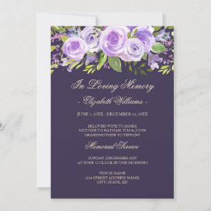 Invitation Service funéraire floral de rose de lavande pourpr