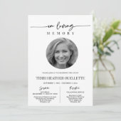 Invitation Service funéraire minimaliste simple et moderne (Debout devant)