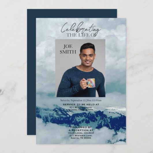 Invitation Service funéraire moderne (Devant / Derrière)