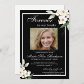 Invitation Service funéraire noir blanc Boho vert (Devant / Derrière)