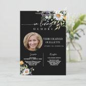 Invitation Service funéraire noir Fleur sauvage Photo (Debout devant)