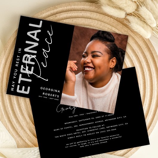 Invitation Service funéraire ou mémorial 'Paix Éternelle'