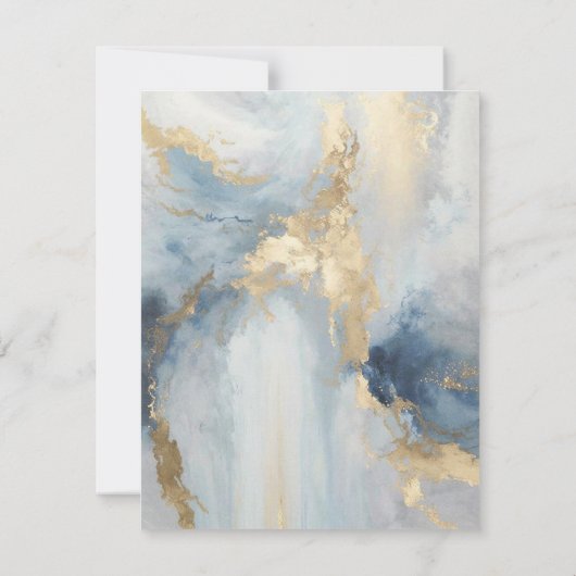 Invitation Service funéraire photo en bleu et or Memorial (Dos)