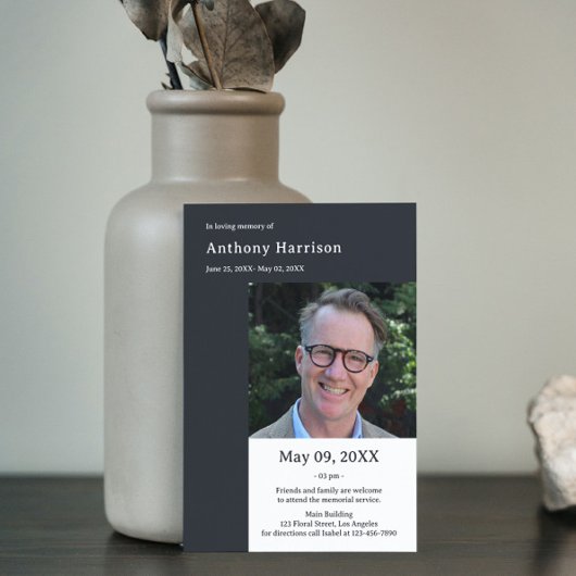 Invitation Service funéraire Photo personnalisée