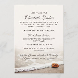Invitation Service Memorial  Coquillage sur la plage