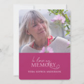 Invitation Service mémorial ovale photo et rose (Dos)