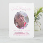 Invitation Service mémorial ovale photo et rose (Debout devant)