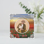 Invitation Service Memorial Red Poppies Field Sunset Photo (Debout devant)