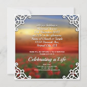 Invitation Service Memorial Red Poppies Field Sunset Photo (Dos)