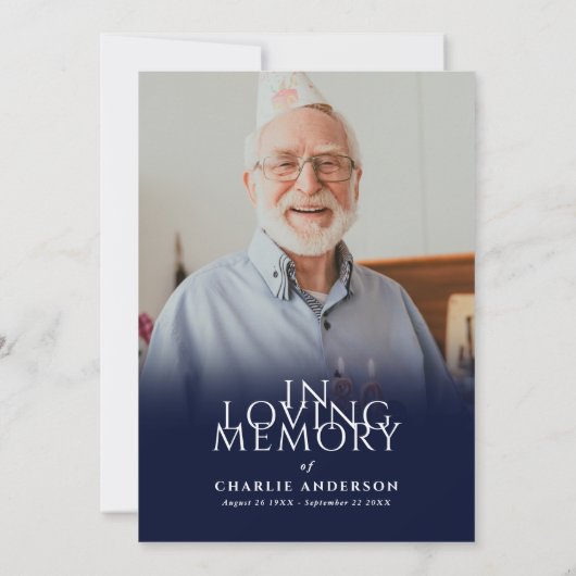 Invitation Service Moderne Élégant De 2 Photo Funérailles/Mém (Dos)