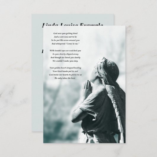 Invitation services commémoratifs de prière d'ange (Devant / Derrière)