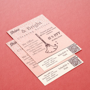 Invitation Services de nettoyage Blush Rose Gold Scan To Conn
