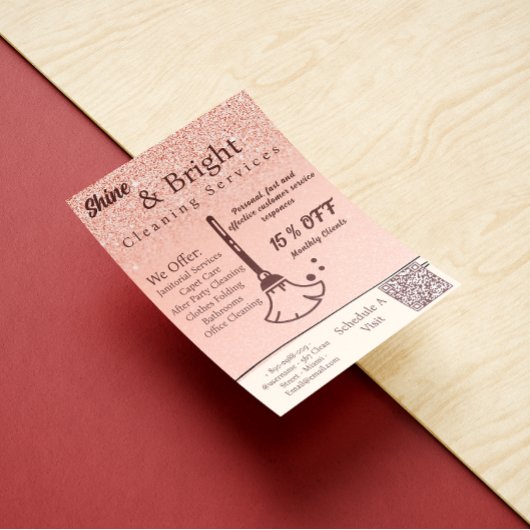 Invitation Services de nettoyage Blush Rose Gold Scan To Conn