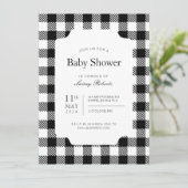 Invitation Serviette de douche carreautée à damier noir et bl (Debout devant)