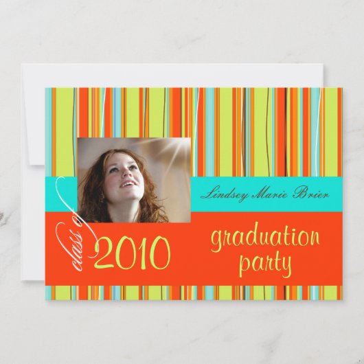 Invitation Serviette de plage fluorescente/orange/citron vert (Devant)