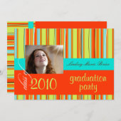 Invitation Serviette de plage fluorescente/orange/citron vert (Devant / Derrière)