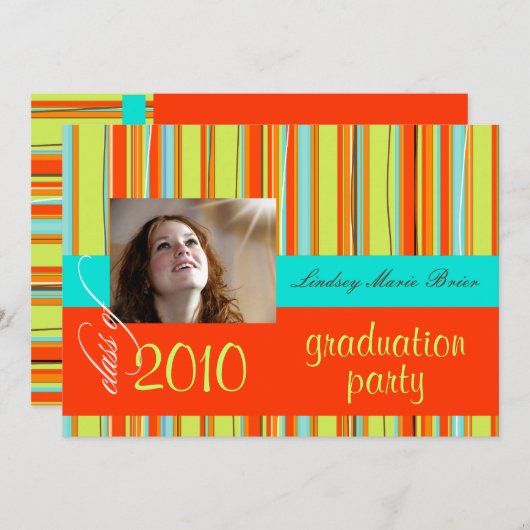 Invitation Serviette de plage fluorescente/orange/citron vert (Devant / Derrière)