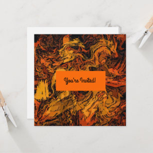 Invitation Serviette en tissu abstraite orange, jaune et noir