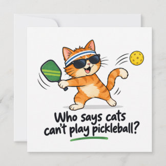 Invitation Serviettes de chat drôle de Pickleball | Qui dit q