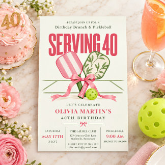 Invitation Servir 40 Pickleball Rose 40e Anniversaire