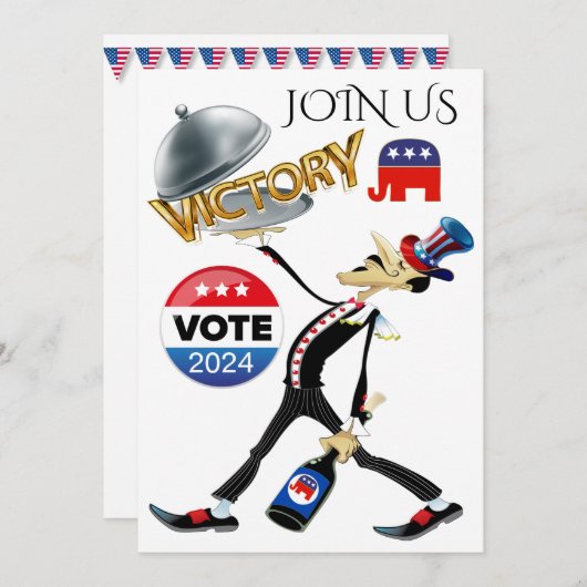 Invitation Servir la victoire électorale version républicaine (Devant / Derrière)