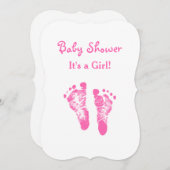 Invitation Ses empreintes de pas roses mignonnes d'un baby (Devant / Derrière)