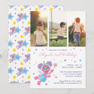 Invitation Sesame Street Abby Cadabby Photo Collage Anniversa
