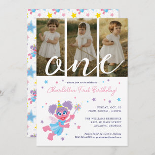 Invitation Sesame Street Abby Cadabby Photo Collage Anniversa