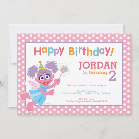 Invitation Sesame Street Abby Polka Dot Anniversaire (Devant)