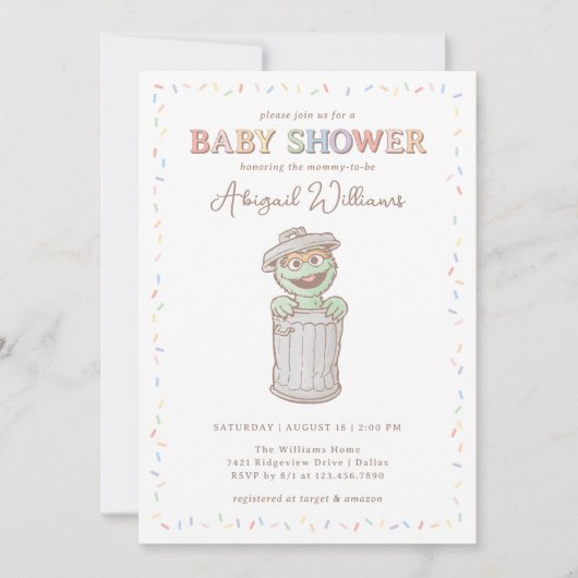 Invitation Sesame Street Baby shower Oscar Confetti (Devant)
