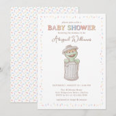 Invitation Sesame Street Baby shower Oscar Confetti (Devant / Derrière)