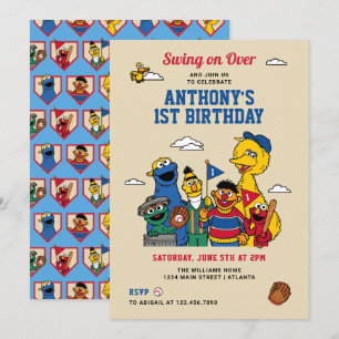 Invitation Sesame Street Baseball Anniversaire