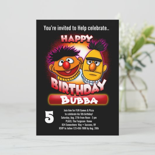 Invitation Sesame Street | Bert & Ernie Thème Anniversaire -  (Debout devant)