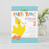 Invitation Sesame Street Big Bird Chevron Anniversaire (Debout devant)
