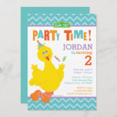 Invitation Sesame Street Big Bird Chevron Anniversaire (Devant / Derrière)
