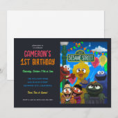 Invitation Sesame Street Caractère Anniversaire Illustration (Devant / Derrière)