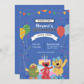 Invitation Sesame Street Characters Chalkboard Baby shower (Devant / Derrière)