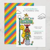 Invitation Sesame Street Characters & Street Sign Anniversair (Devant / Derrière)