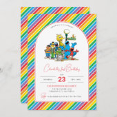 Invitation Sesame Street coloré Arc-en-ciel Anniversaire (Devant / Derrière)