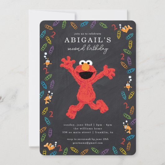 Invitation Sesame Street Elmo | Anniversaire de Crayon (Devant)