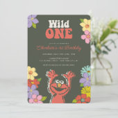 Invitation Sesame Street Elmo | Anniversaire floral Wild One (Debout devant)