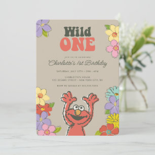 Invitation Sesame Street Elmo   Anniversaire floral Wild One