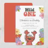 Invitation Sesame Street Elmo | Anniversaire floral Wild One (Devant / Derrière)