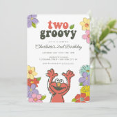 Invitation Sesame Street Elmo | Deux Anniversaire Floral Supe (Debout devant)