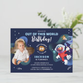 Invitation Sesame Street | Elmo - Photo d'anniversaire Espace (Debout devant)