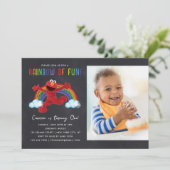 Invitation Sesame Street - Elmo Rainbow of Fun Birthday Photo (Debout devant)