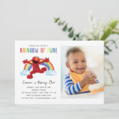 Invitation Sesame Street - Elmo Rainbow of Fun Birthday Photo (Debout devant)